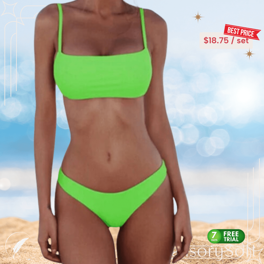 Solid Sexy Bikini Set Women's Two - Piece Swimwear - SensorySoftShop