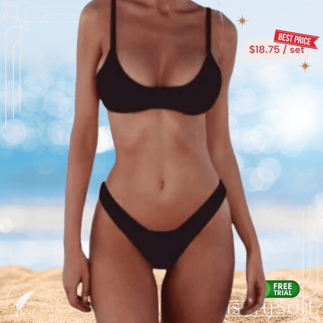 Solid Sexy Bikini Set Women's Two - Piece Swimwear - SensorySoftShop