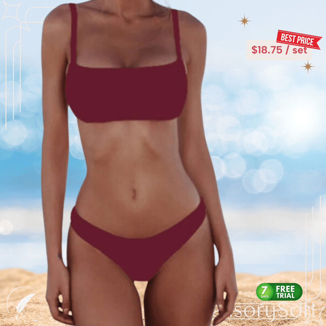 Solid Sexy Bikini Set Women's Two - Piece Swimwear - SensorySoftShop
