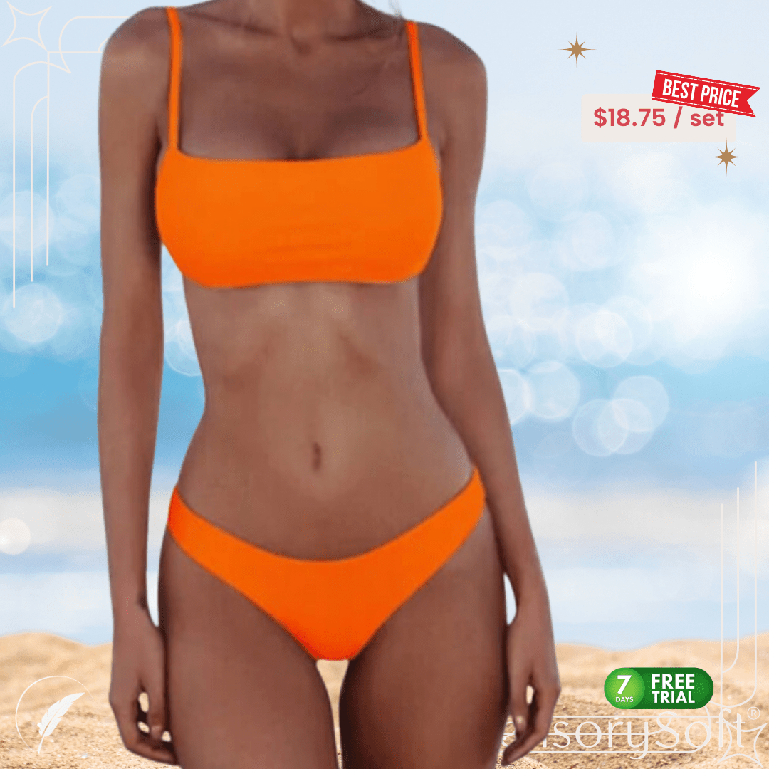 Solid Sexy Bikini Set Women's Two - Piece Swimwear - SensorySoftShop
