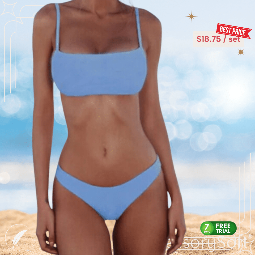 Solid Sexy Bikini Set Women's Two - Piece Swimwear - SensorySoftShop