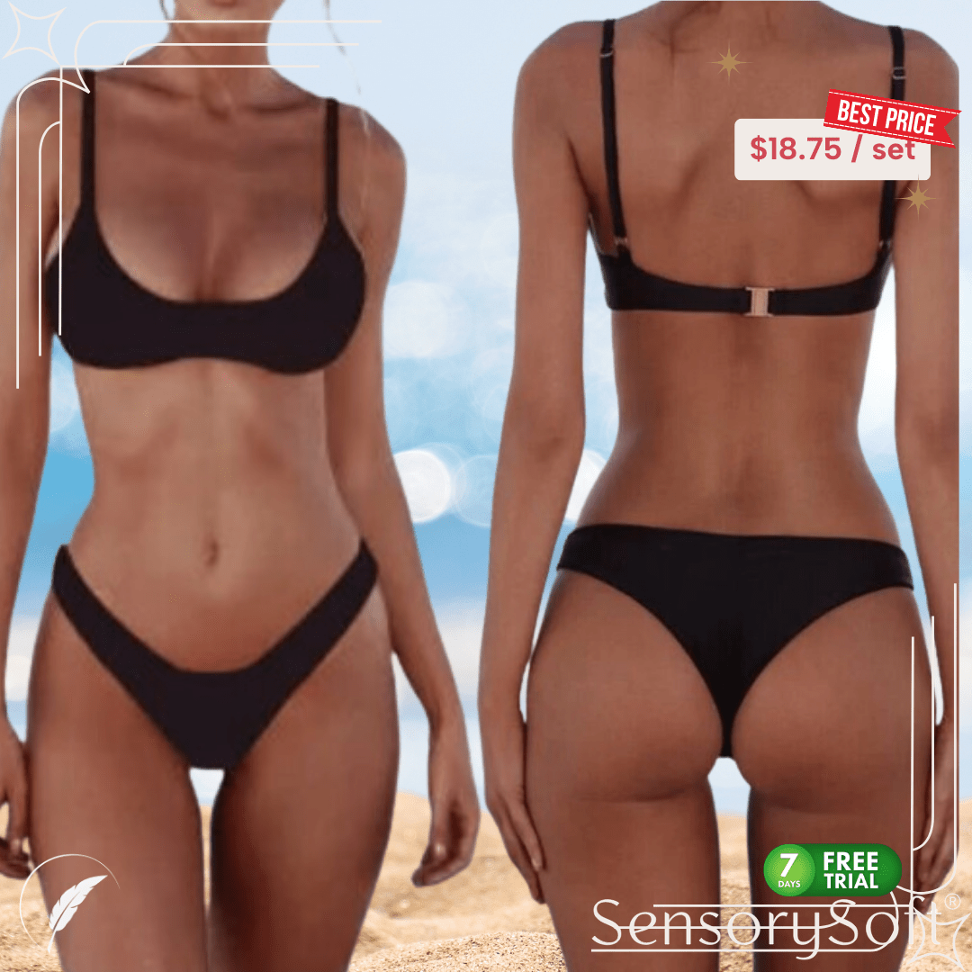 Solid Sexy Bikini Set Women's Two - Piece Swimwear - SensorySoftShop