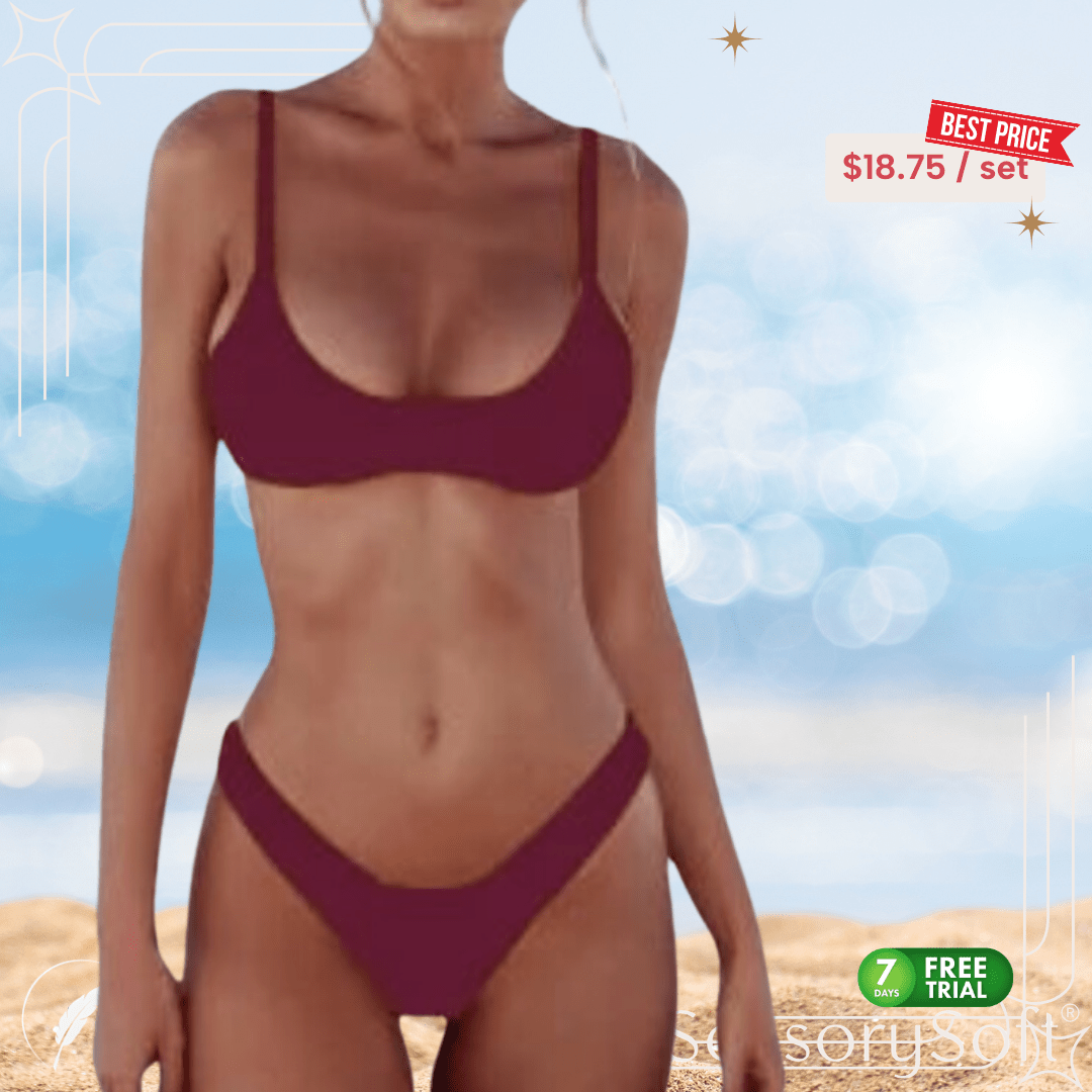 Solid Sexy Bikini Set Women's Two - Piece Swimwear - SensorySoftShop
