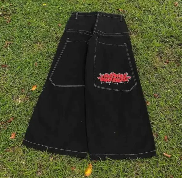 StreetFlow™ Cropped Big A - Line Wide - Leg Men’s Retro Casual Jeans - SensorySoft