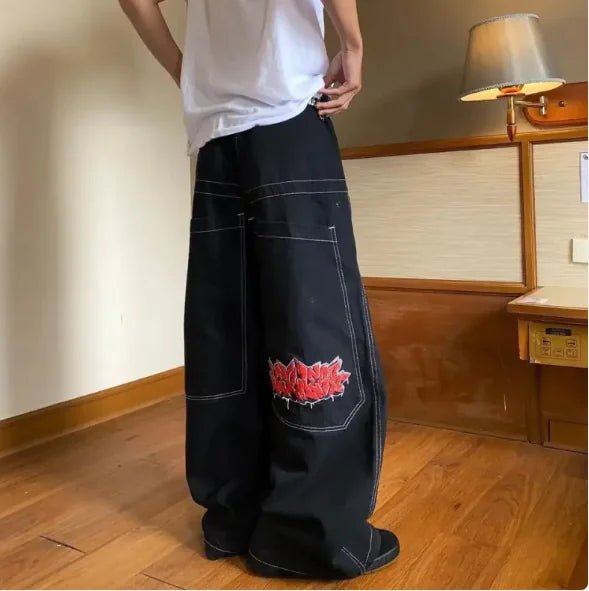 StreetFlow™ Cropped Big A - Line Wide - Leg Men’s Retro Casual Jeans - SensorySoft