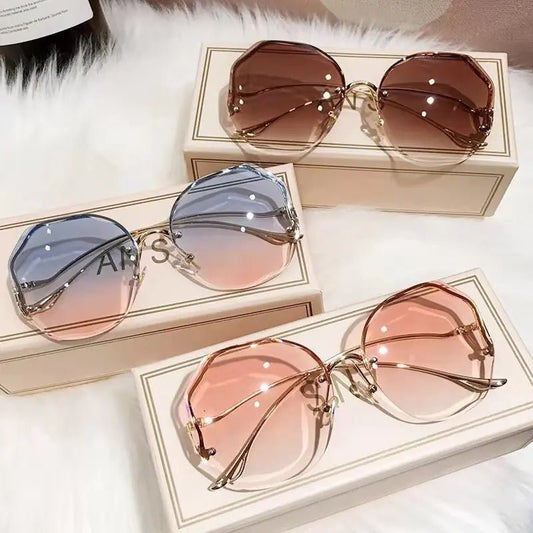 Stylish Rimless Sunglasses With Gradient Lenses - SensorySoftShop