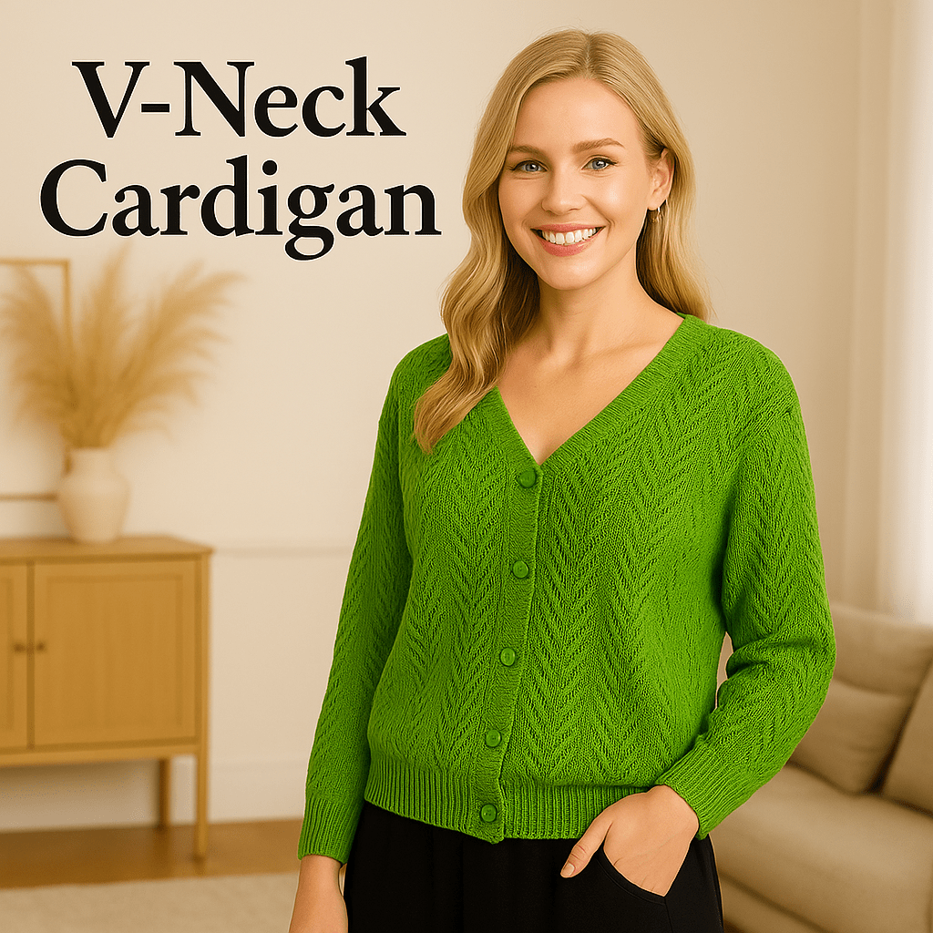 Stylish V - Neck Cardigan – Where Comfort Meets Effortless Elegance - SensorySoft