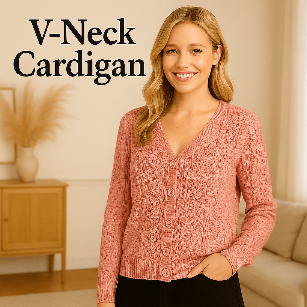 Stylish V - Neck Cardigan – Where Comfort Meets Effortless Elegance - SensorySoft