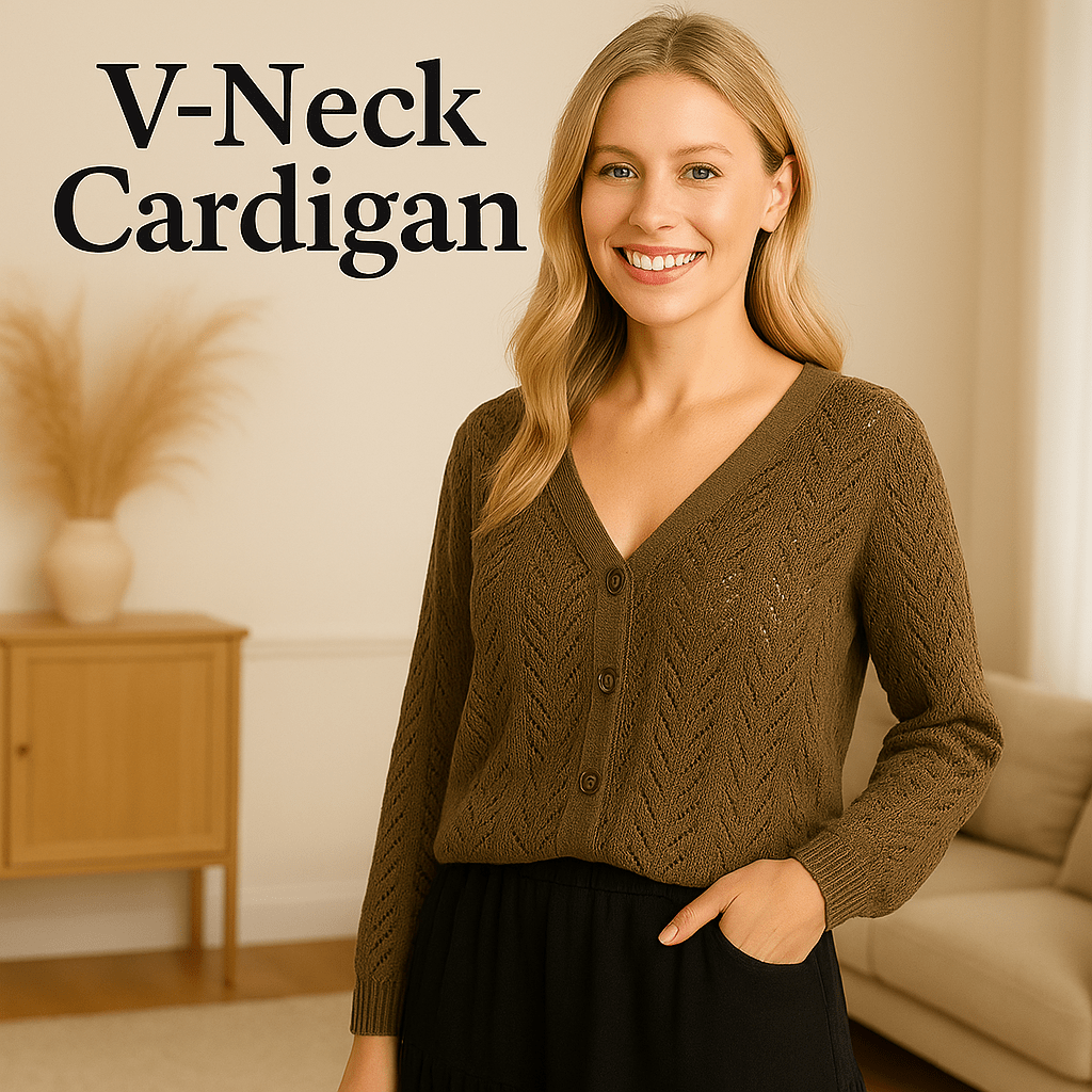 Stylish V - Neck Cardigan – Where Comfort Meets Effortless Elegance - SensorySoft