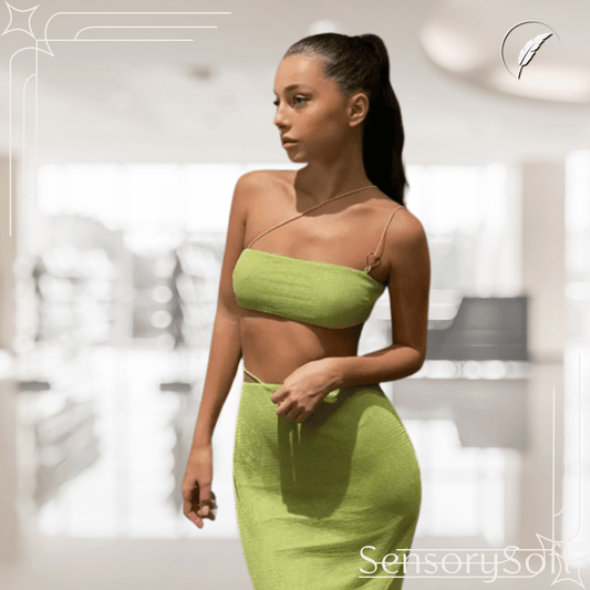 Summer Beach Mesh Two Piece Set - Green - SensorySoft