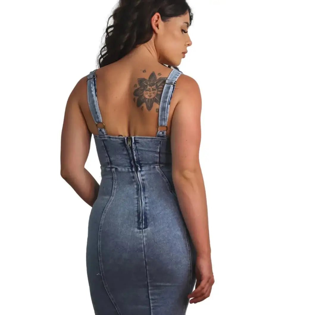 Summer Ladies Zipper Denim Dress - SensorySoftShop
