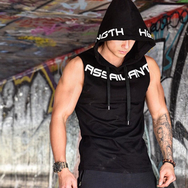 Summer Men's Loose Fitness Tank Top with Hood - SensorySoftShop