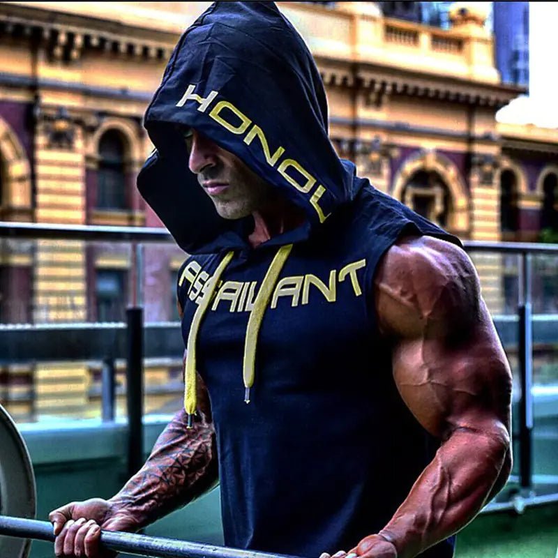 Summer Men's Loose Fitness Tank Top with Hood - SensorySoftShop