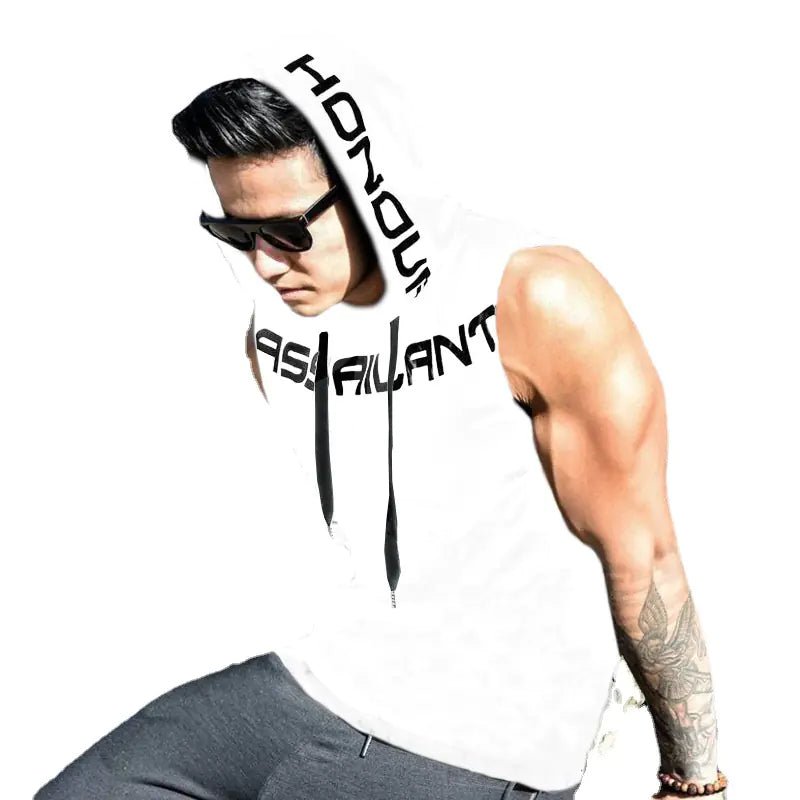 Summer Men's Loose Fitness Tank Top with Hood - SensorySoftShop