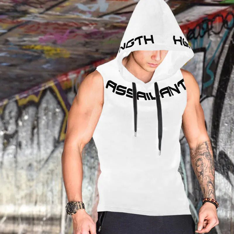 Summer Men's Loose Fitness Tank Top with Hood - SensorySoftShop