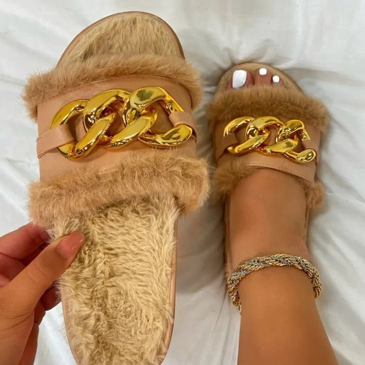 Summer Plush Open Toe Metal Chain Design Women's Sandals - SensorySoft