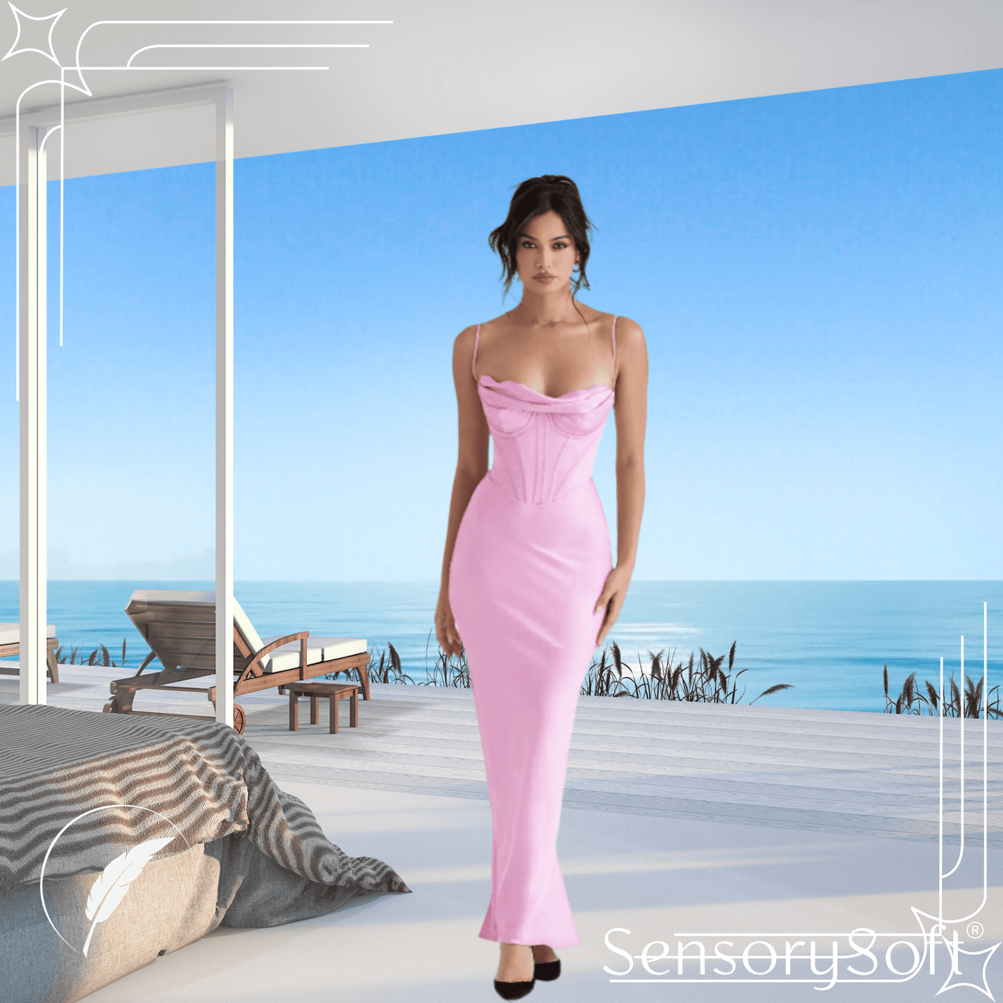 Summer Satin Maxi Bodycon Dress - SensorySoftShop