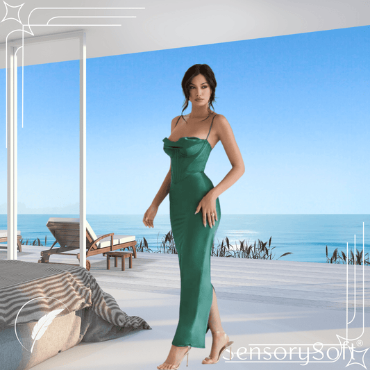 Summer Satin Maxi Bodycon Dress - SensorySoftShop