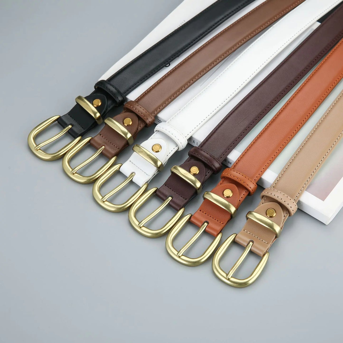 Ladies' Vintage Black Leather Belt for Jeans and Skirts