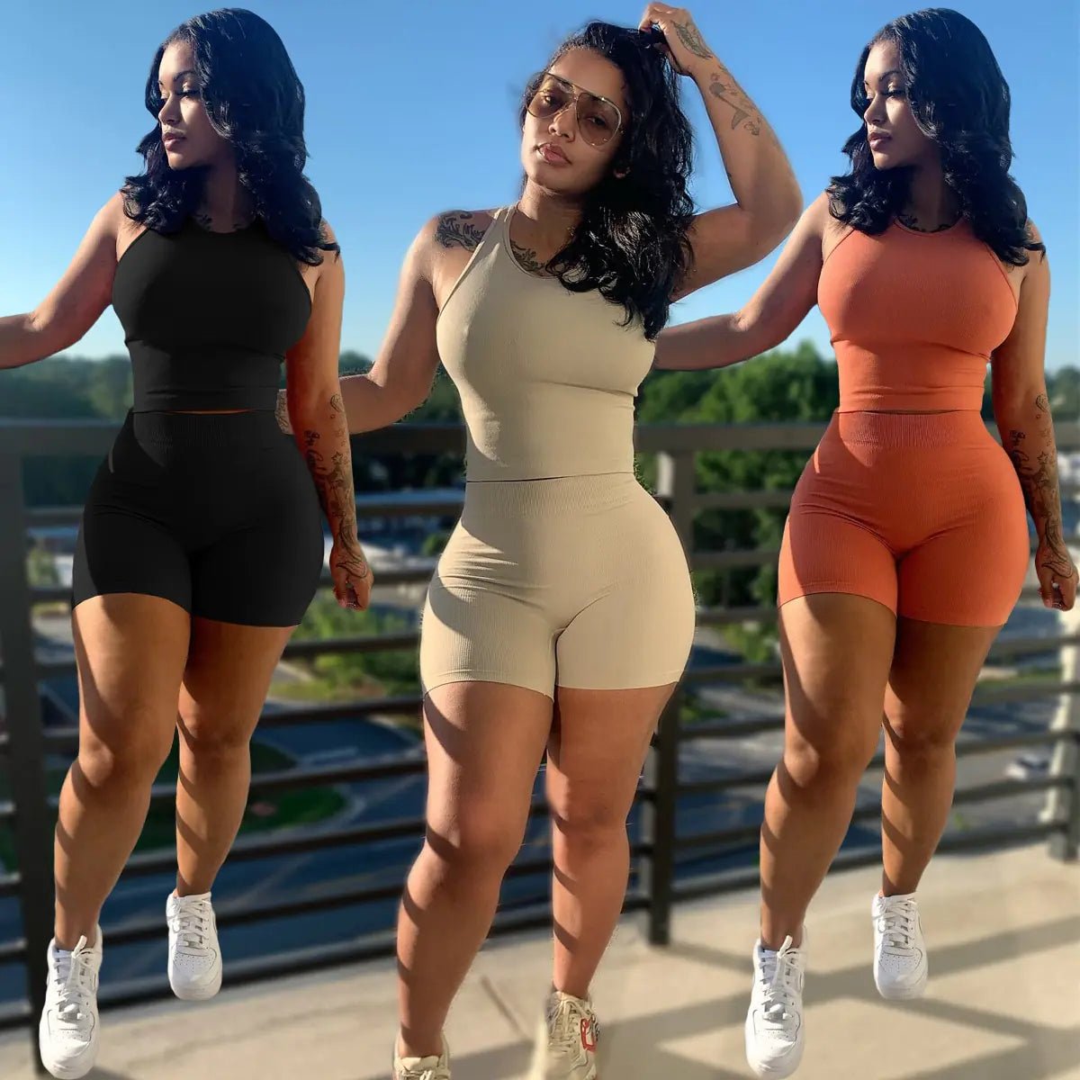 Tank Tops and Yoga Fit Shorts Set - SensorySoft