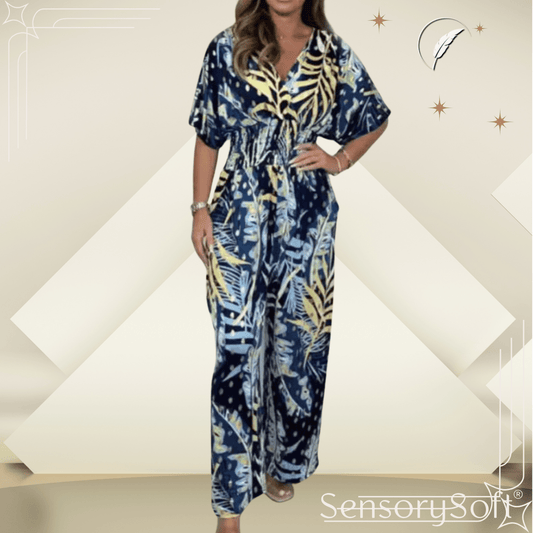 The Holiday Flow Jumpsuit – Effortless Elegance in Blue - SensorySoft