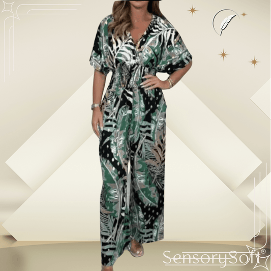 The Holiday Flow Jumpsuit – Effortless Elegance in Green - SensorySoft