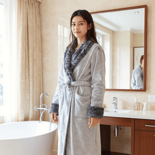 Thick and Long Flannel Bathrobe - SensorySoft