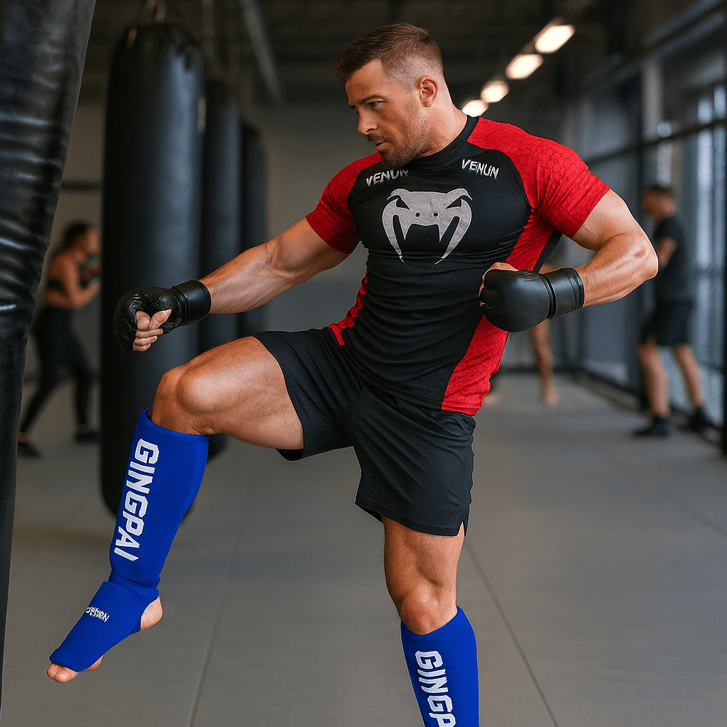 Thickened Gingpai Boxing Shin Guard with Back Foot Support - SensorySoftShop
