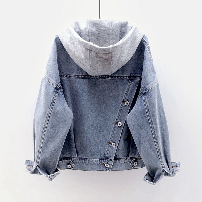 UNISEX Loose Fit Denim Jacket with Hood and Pockets - SensorySoft