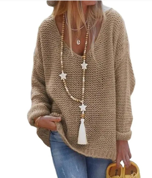 V - Neck Knit Sweater - SensorySoftShop