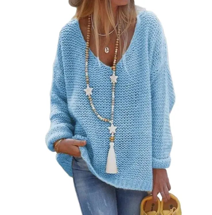 V - Neck Knit Sweater - SensorySoftShop