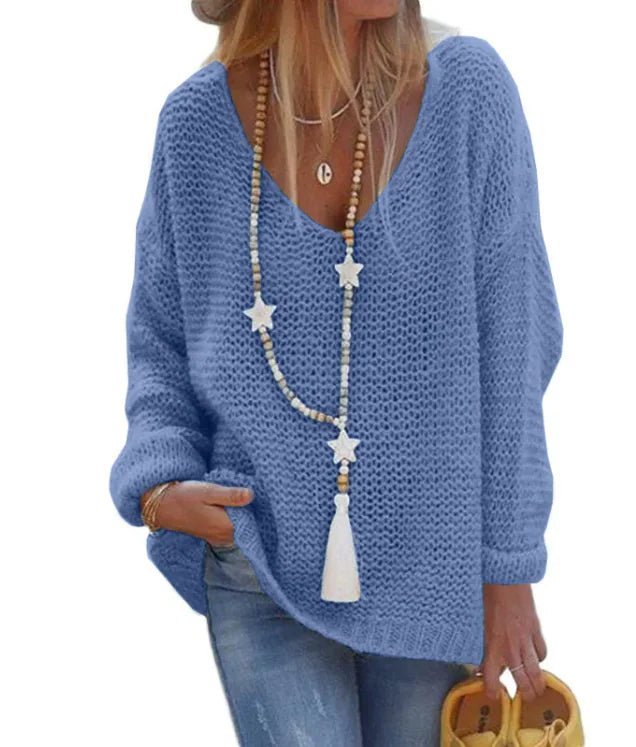 V - Neck Knit Sweater - SensorySoftShop