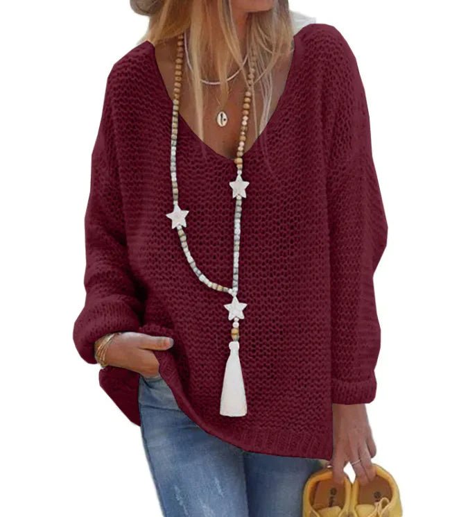 V - Neck Knit Sweater - SensorySoftShop