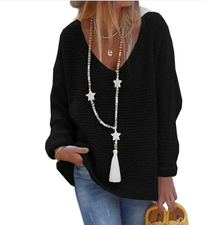 V - Neck Knit Sweater - SensorySoftShop
