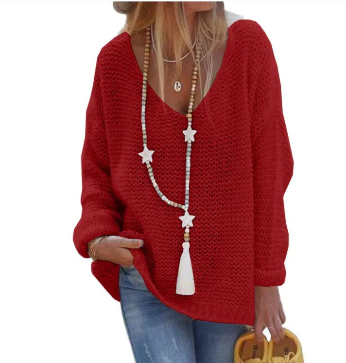 V - Neck Knit Sweater - SensorySoftShop