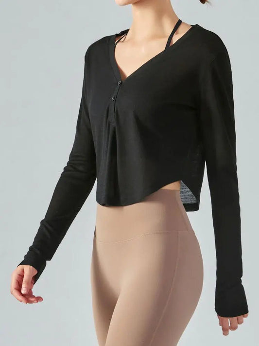 V - Neck Yoga Top Sports Shirts - Short & Long Sleeved design - SensorySoft