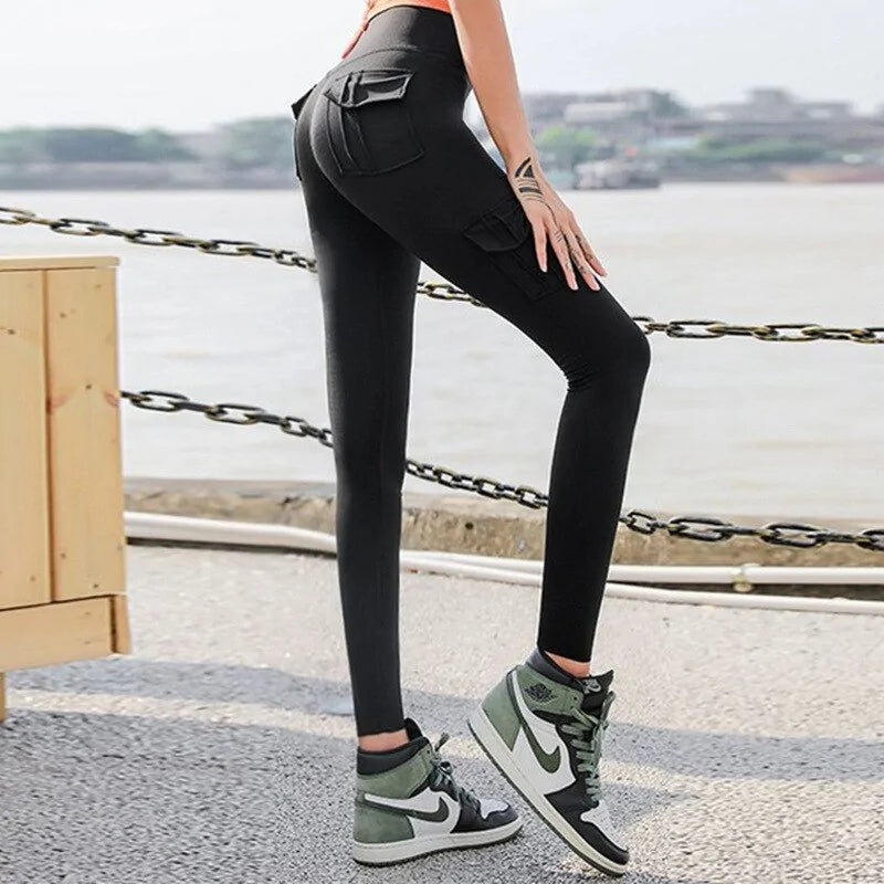 Four-Pocket High Waist Leggings and Crop Top Set