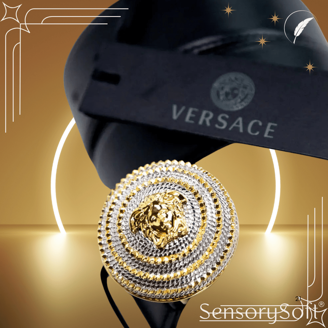 Versace Leather Round Ridged Medusa Emblem Adjustable Belt - SensorySoft