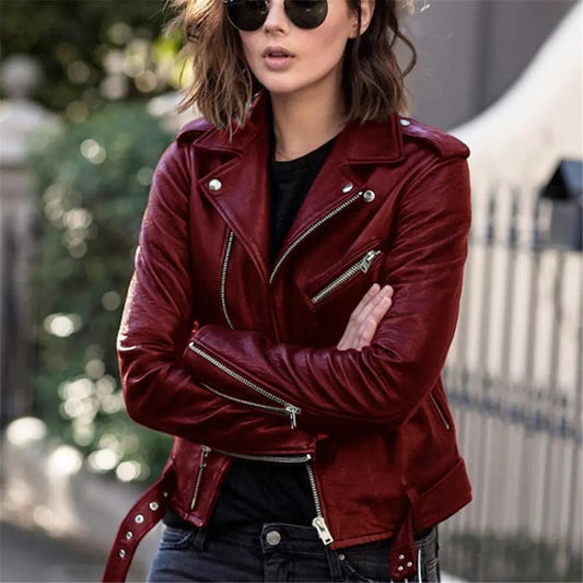 Versatile Street Slim Women's Jackets - Fashionable & Comfortable - In Color Wine Red - SensorySoft