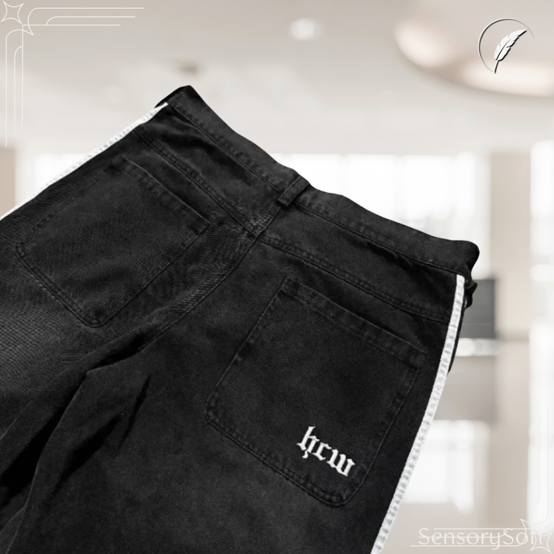 Vintage Stripe Stitching Embroidered Jeans for Men - SensorySoft