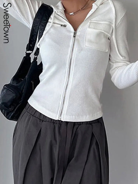 White Zip - Up Hooded Jacket - SensorySoftShop
