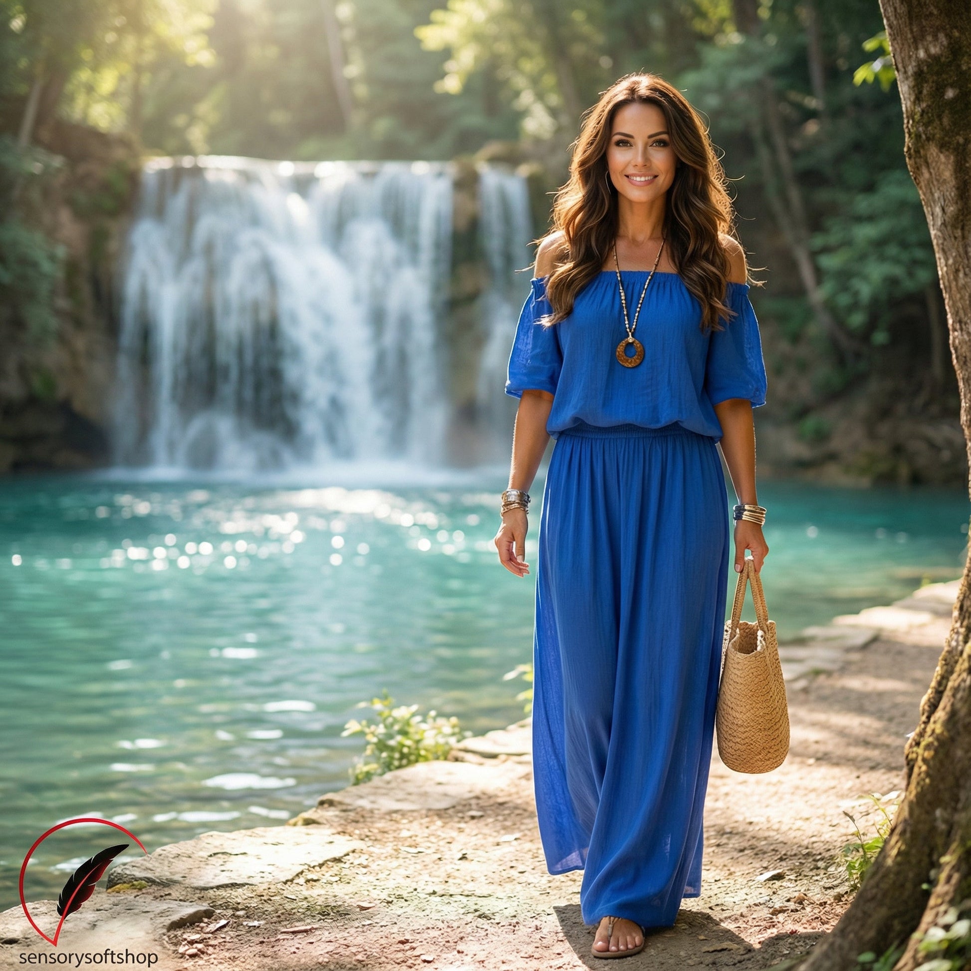 WOLFF Elegant Long Summer Dress - One Shoulder Style - SensorySoftShop