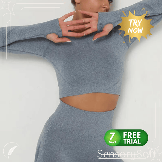 Women Sport Seamless Tops O Neck Long Sleeve Breathable - SensorySoft