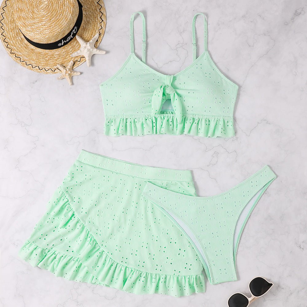 Women's 3 - Piece Summer Bikini Set – With Skirt Cover - Up - SensorySoft