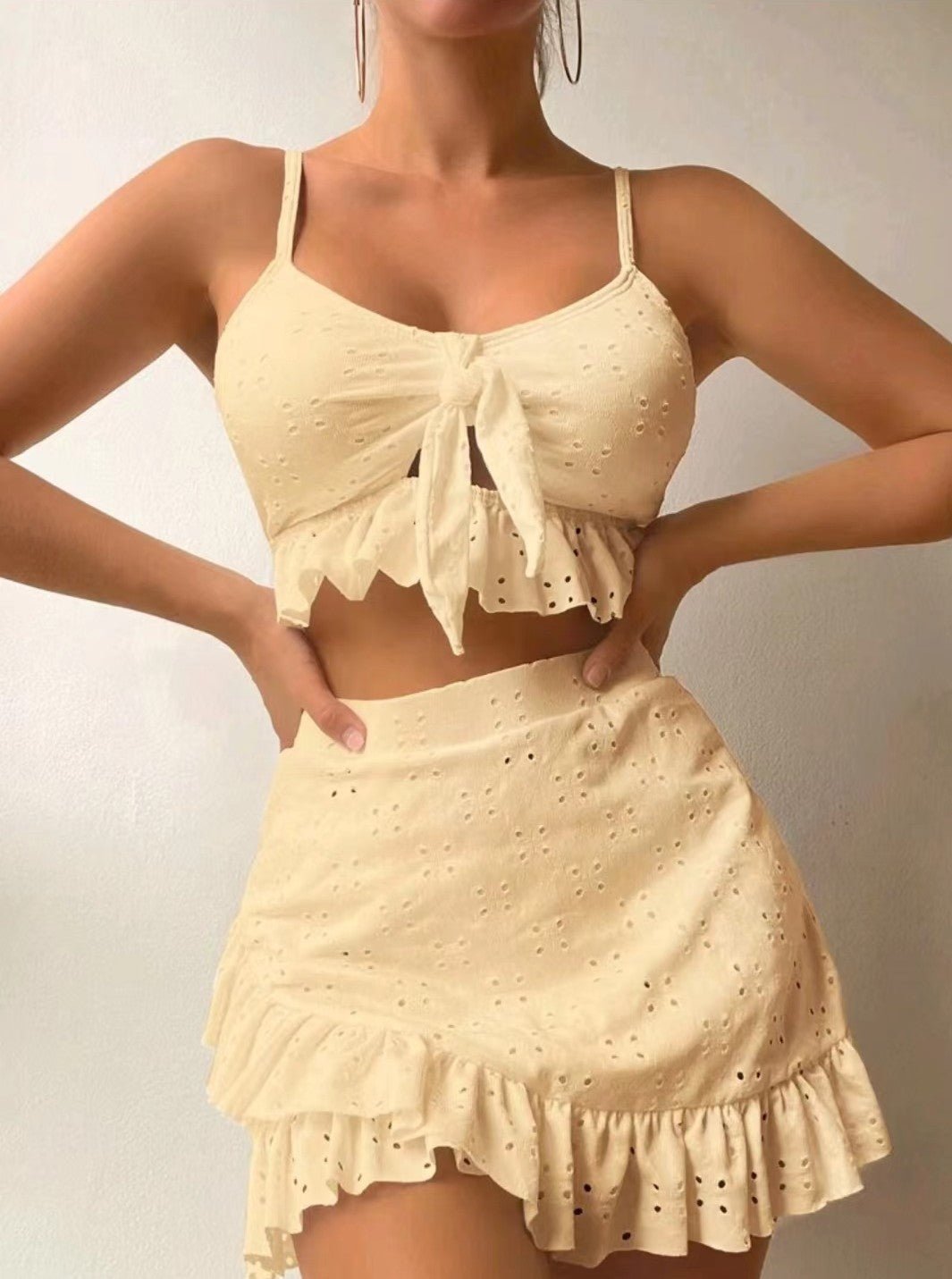 Women's 3 - Piece Summer Bikini Set – With Skirt Cover - Up - SensorySoft