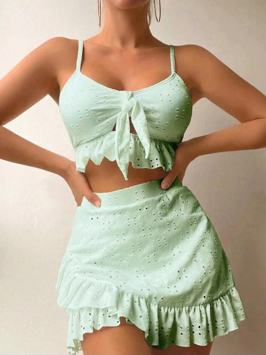 Women's 3 - Piece Summer Bikini Set – With Skirt Cover - Up - SensorySoft