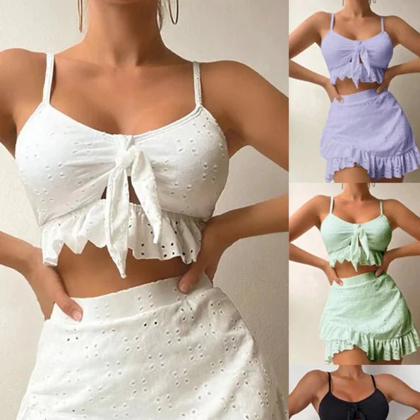 Women's 3 - Piece Summer Bikini Set – With Skirt Cover - Up - SensorySoft