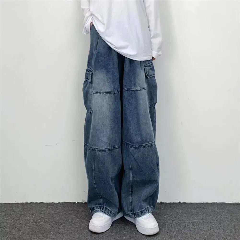 Women’s Baggy Cargo Jeans – Effortless Style; In Blue Denim - SensorySoft