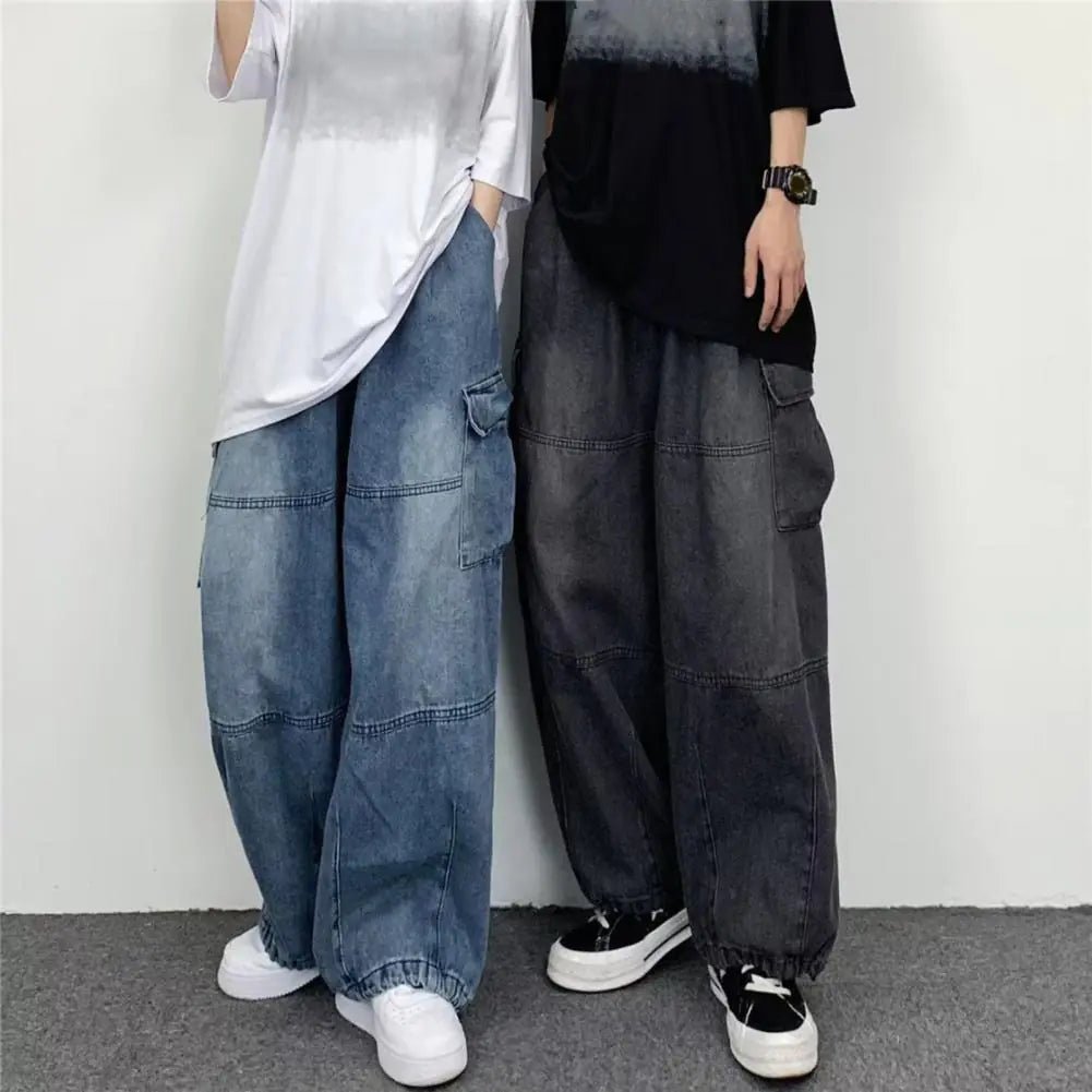 Women’s Baggy Cargo Jeans – Effortless Style; in Light Blue - SensorySoft