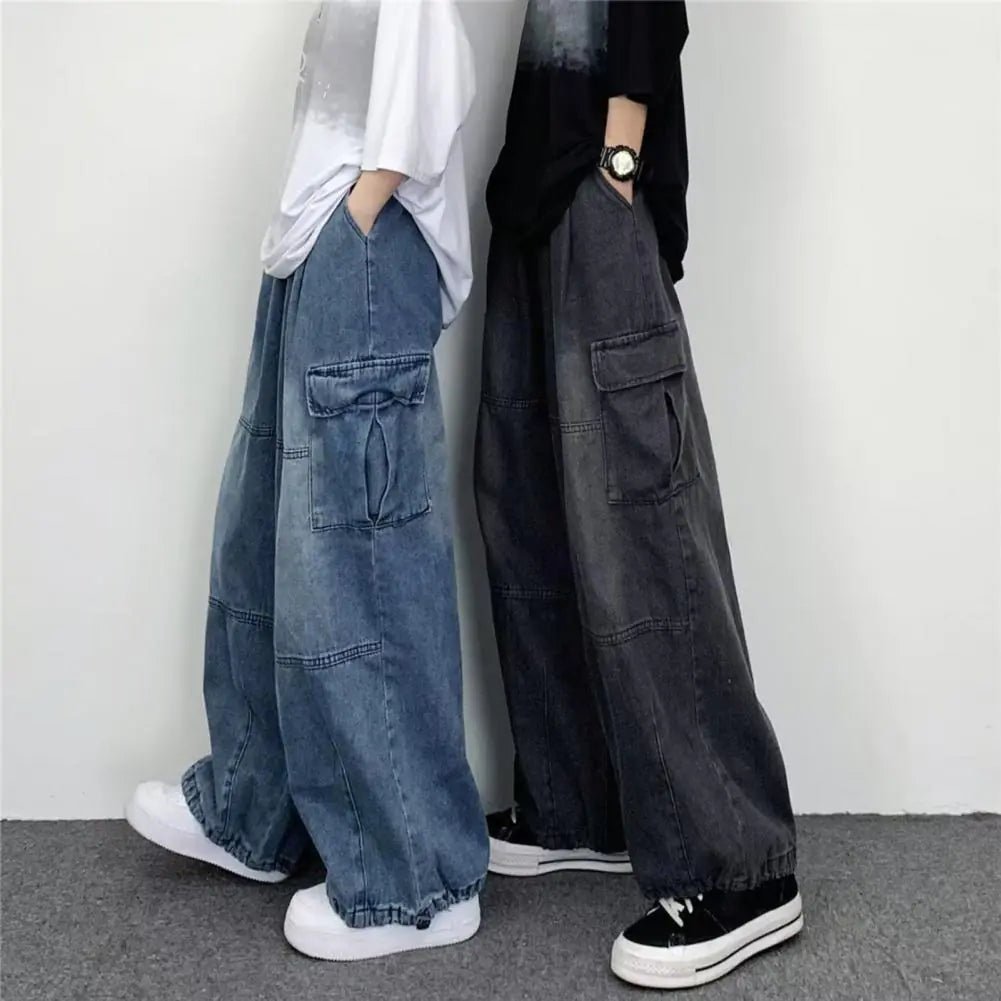 Women’s Baggy Cargo Jeans – Effortless Style; in Light Blue - SensorySoft
